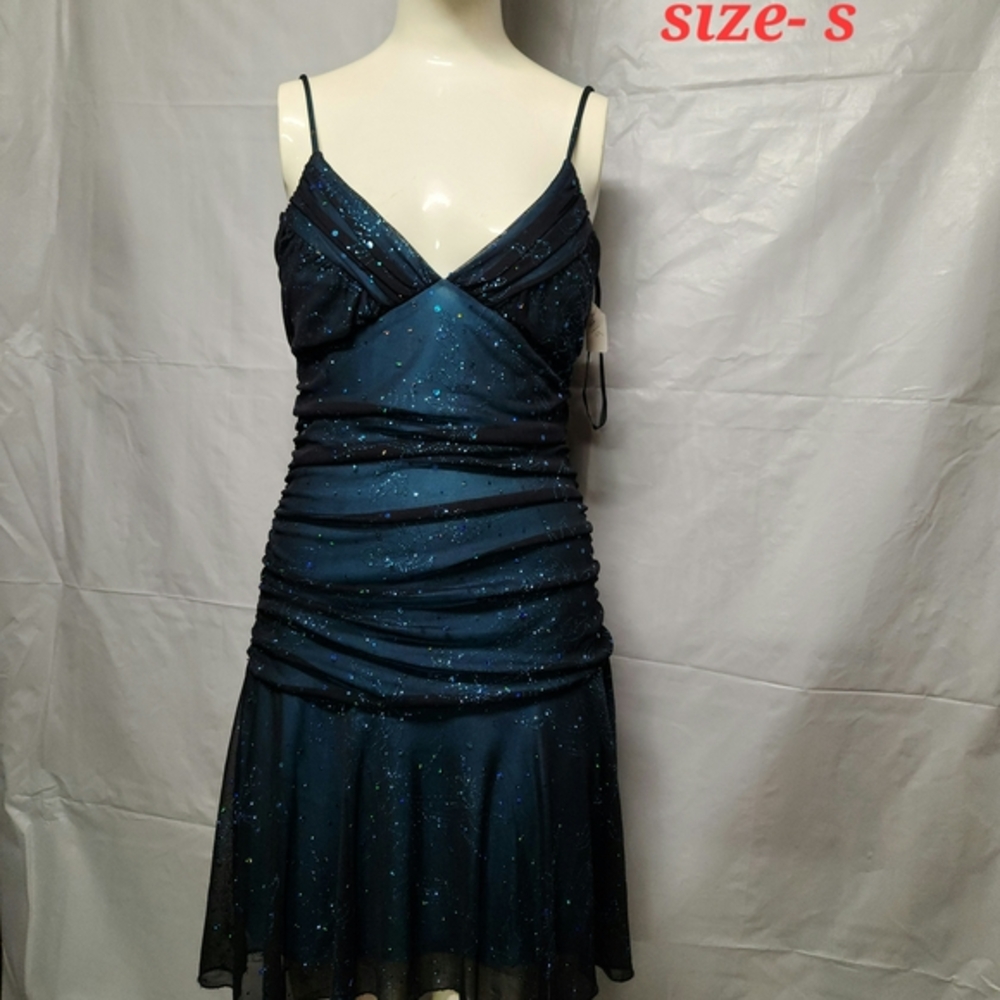 Elegant Blue Spaghetti Strap Dress